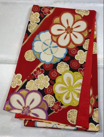 ak-005 순수 실크 후쿠로 오비 후리소데 성인식 새상품급 매실 벚꽃