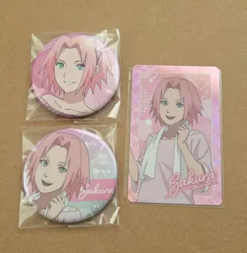 NARUTO 하루노 사쿠라 캐주얼 사복 모닝 캔뱃지 카드