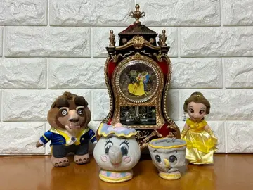 미녀와 야수 시계와 마스코트 봉제 인형 4개 세트 디즈니 프린세스 벨