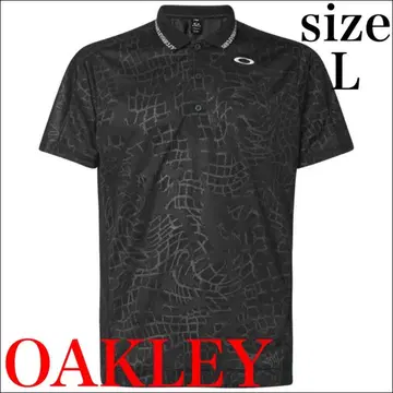 OAKLEY 블랙 크로커다일 패턴 피케 셔츠 L