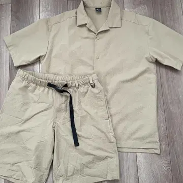 WORKMAN 시어서커 스트레치 반팔 셋업 베이지 L