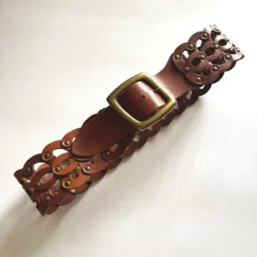 빈티지 가죽 스터드 와이드 벨트