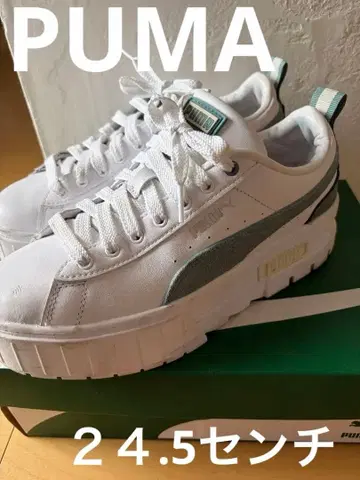 가격 인하 PUMA 통굽 스니커즈 화이트/그린