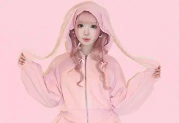 시마무라 아베일 복숭아 만쥬짱 토끼 귀 후드티