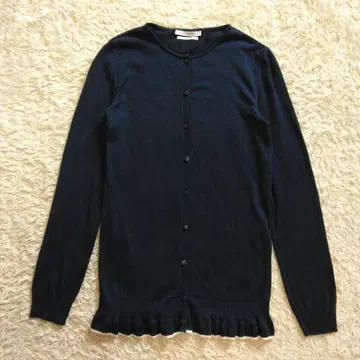 FOXEY NEW YORK 네이비 긴팔 가디건 실크 혼방 38