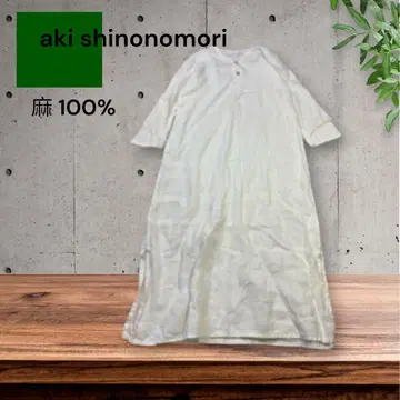 e1993 aki shinonomori 린넨 100% 긴팔 셔츠 원피스