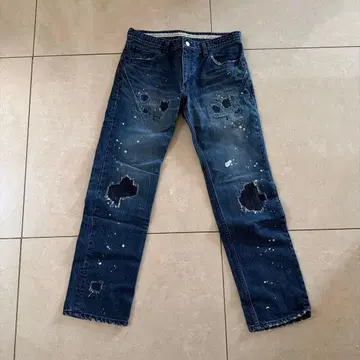 넘버나인 데미지 가공 다크 블루 데님 팬츠 사이즈 2