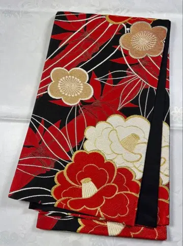 ak-001 순수 실크 후쿠로 오비 후리소데 성인식 새상품급 길상 문양