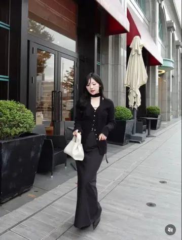 senee 세니 벨트 세트 롱 스커트 블랙 S