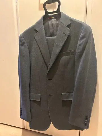 오리히카 남성용 수트 그레이 세탁 가능 방지 주름 스트레치 상하의 세트