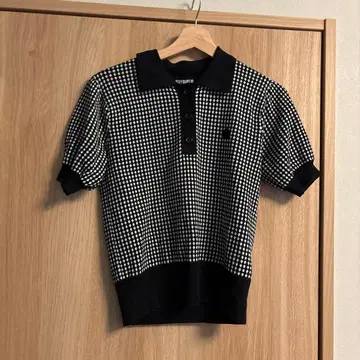 MARY QUANT 하운드투스 체크 니트 폴로 M 사이즈