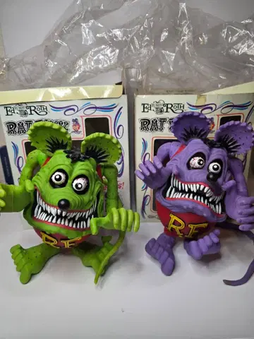 Rat Fink 피규어 2체 세트 라트 핀크 소프트 비닐