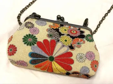 일본풍 패턴 가마구치 숄더백 핸드메이드 꽃무늬