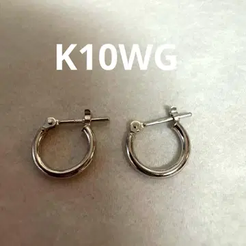 K10 WG 화이트 골드 10금 후프 귀걸이 각인 있음