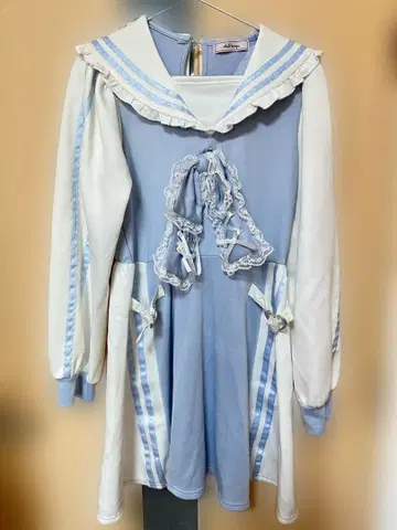 Ank Rouge 저리 세일러 원피스 스카이블루