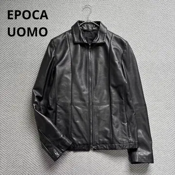 새상품급 EPOCA UOMO 램 가죽 양가죽 카 코트 가죽 자켓 M