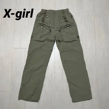 X-girl 엑스걸 나일론 카고 팬츠 카키 올리브 그레이