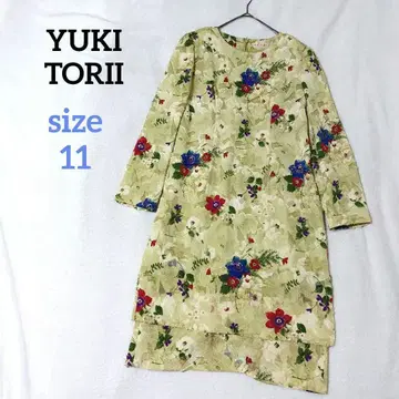 유키토리이 일본풍 패턴 롱 원피스 꽃무늬 시어 뒷면 지퍼 풀오버 자수