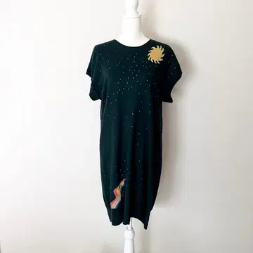 [ 희소 ] 츠모리치사토 태양과 별자리 디자인 니트 원피스 바이컬러