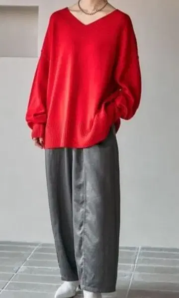 LEPSIM 새틴 와이드 코쿤 팬츠 L 차콜 그레이