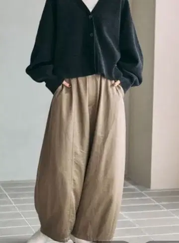 LEPSIM 새틴 와이드 코쿤 팬츠 L 모카키