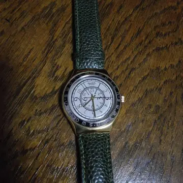 Swatch 아날로그 손목시계 화이트/그린