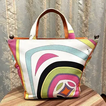 인기 Emilio Pucci 에밀리오 푸치 토트백 캔버스 밑면 찡 장식