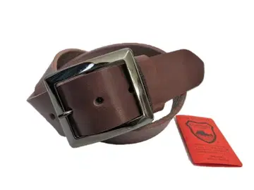 도치기 가죽 벨트 (초코) 연마 블랙 니켈 도금 버클 40mm 폭 통가죽