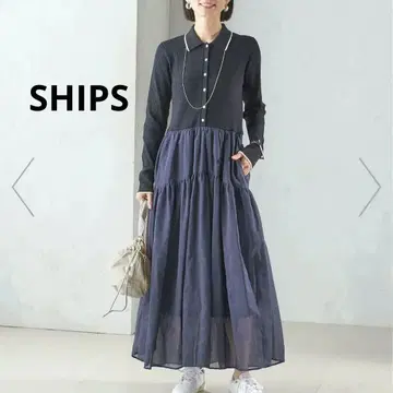 SHIPS[손세탁 가능] 폴로 카라 시어 티어드 원피스 F