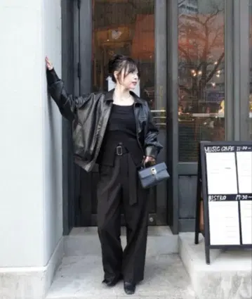 senee 세니 벨트 세트 2턱 팬츠 블랙 S