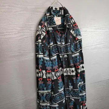 네이티브 오르테가 무늬 플란넬 긴팔 셔츠 올 패턴 M~L 상당 블루