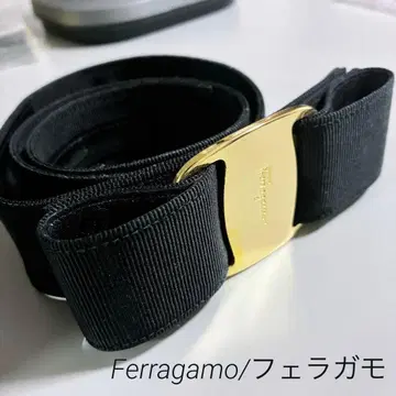 페라가모/바라 리본 벨트 블랙 골드 S 사이즈 여성용