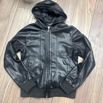 정가 7만 BEAMSBOY 천연 가죽 양가죽 블랙 가죽 후드 부착 자켓