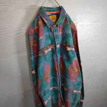 네이티브 오르테가 무늬 플란넬 긴팔 셔츠 올 패턴 L 블루