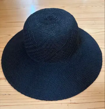 와이드 챙 소프트 스트로우 햇 모자 블랙 검정 메쉬