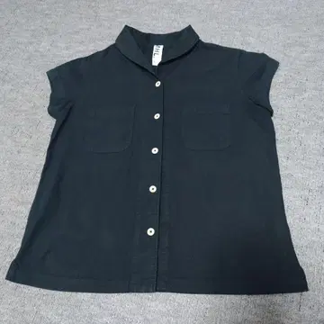 MHL 코튼 셔츠 블라우스 블랙 반팔