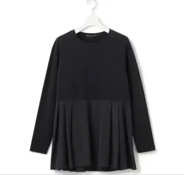 23구 내추럴 코튼 베어 콤비 페플럼 티셔츠 블랙 38