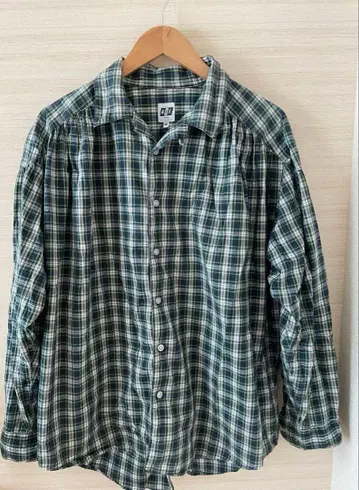 AIE 그린 계열 체크 긴팔 셔츠