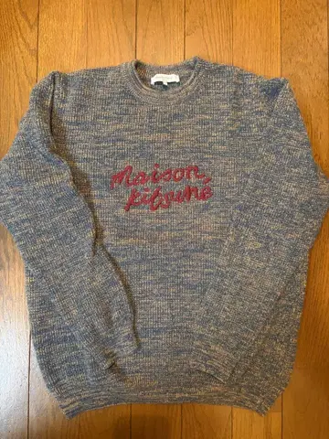 메종 키츠네 로고 자수 니트 스웨터 사이즈 L