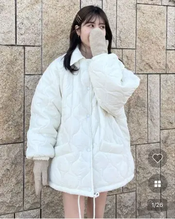 [ aimey ] 화이트 퀼팅 오버사이즈 다운 자켓