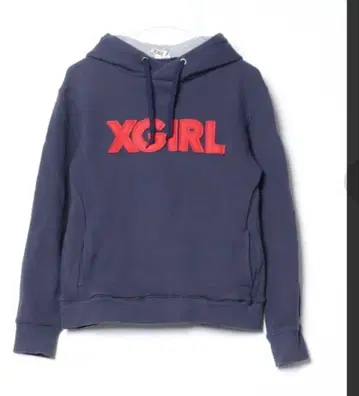 X-GIRL 네이비 후드 부착 후드티