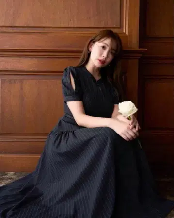 Herlipto Pin-Stripe Belted Flared Dress