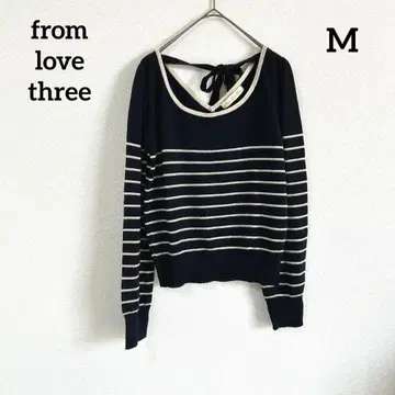 from love three 등 리본 보더 무늬 니트 M 사이즈
