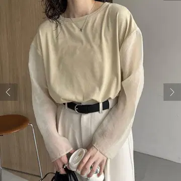 CAPRICIEUX LE'MAGE 시어 슬리브 리브 T셔츠