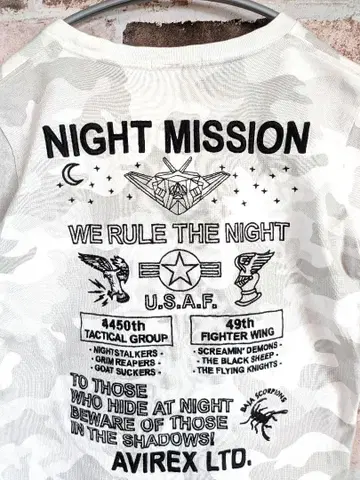 아비렉스 AVIREX 반팔 티셔츠 자수 디자인 밀리터리