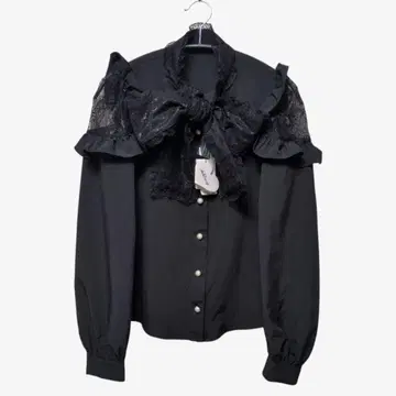(미사용) Ank Rouge/앙크루즈 레이스 리본 타이 블라우스 블랙