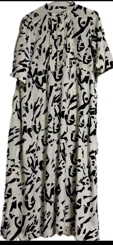 추상 패턴 튜닉 5부 소매