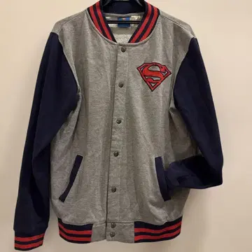 슈퍼맨 바시티 자켓 그레이/네이비 맨투맨 소재 M-L