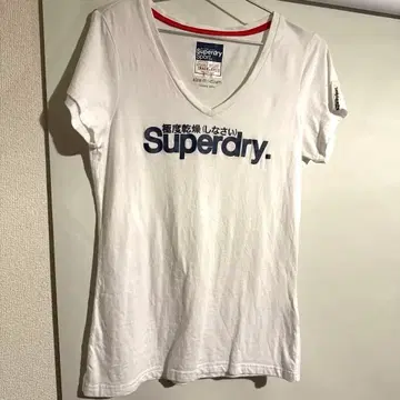 Superdry 슈퍼 드라이 V넥 티셔츠 M 화이트