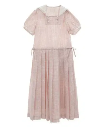 핑크하우스 도비 깅엄 원피스 세일러 핑크